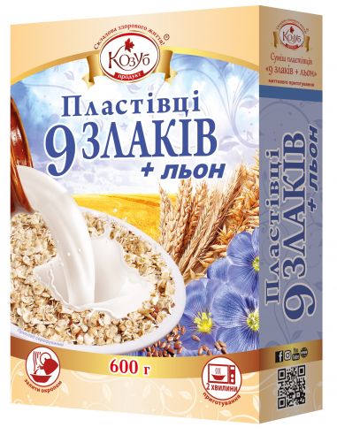 Пластівці 9 злаків та льон, Козуб Продукт, 600г