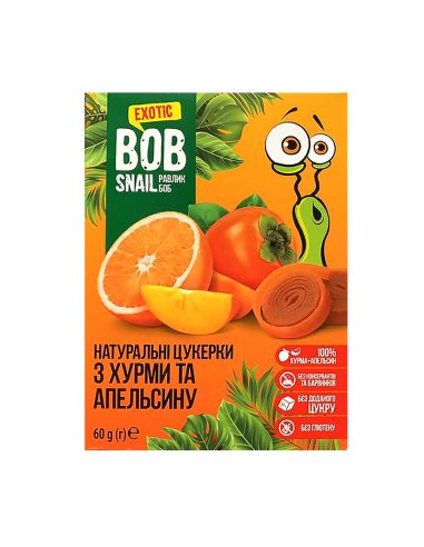 Натуральні цукерки з хурми та Апельсину bob snail (Равлик Боб), 60г