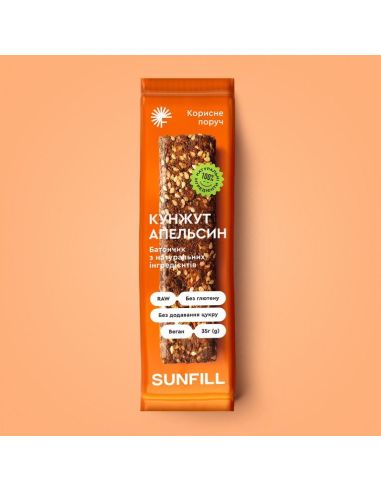 Батончик Кунжут-апельсин, Sunfill, 35г